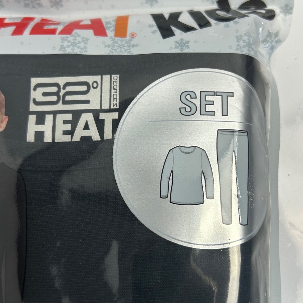 32 Degrees Heat Kids Thermal Set Long Sleeve Top and Leggings Black Large 12/14 - Picture 5 of 9